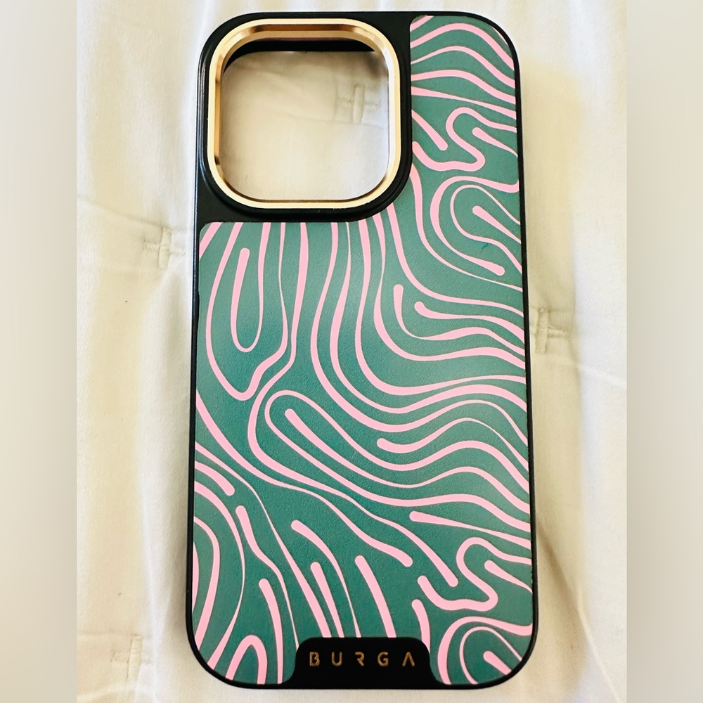 BURGA iPhone 14 Pro Elite Dark MagSafe Hawaiian Breeze Pink & Green Phone Case